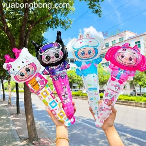 Bong bóng Labubu coslplay thanh cây gậy tay cầm dài